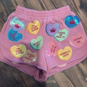 NWOT Queen of Sparkles purple Heart Women's Shorts Xs
